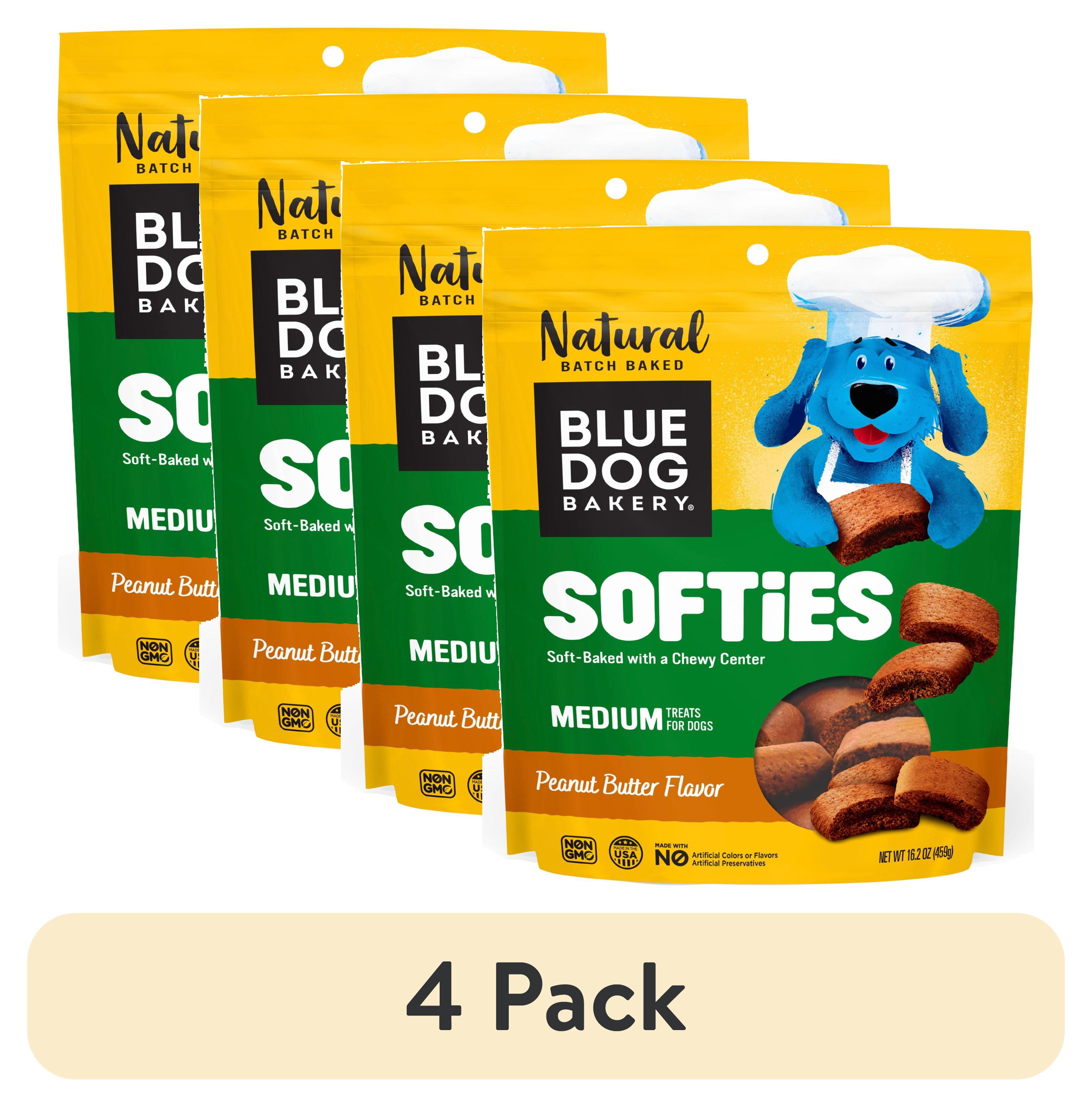 (4 pack) Blue Dog Bakery Softies Peanut Butter Flavor Medium Biscuit Natural Treats for Dogs, 16.2 oz. Bag