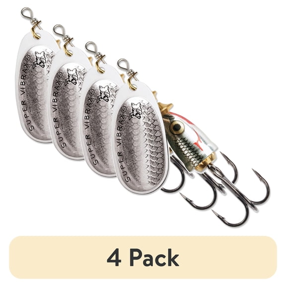 (4 pack) Blue Fox Classic Vibrax Size 2 Inline Spinner 3/16 oz Silver Shiner