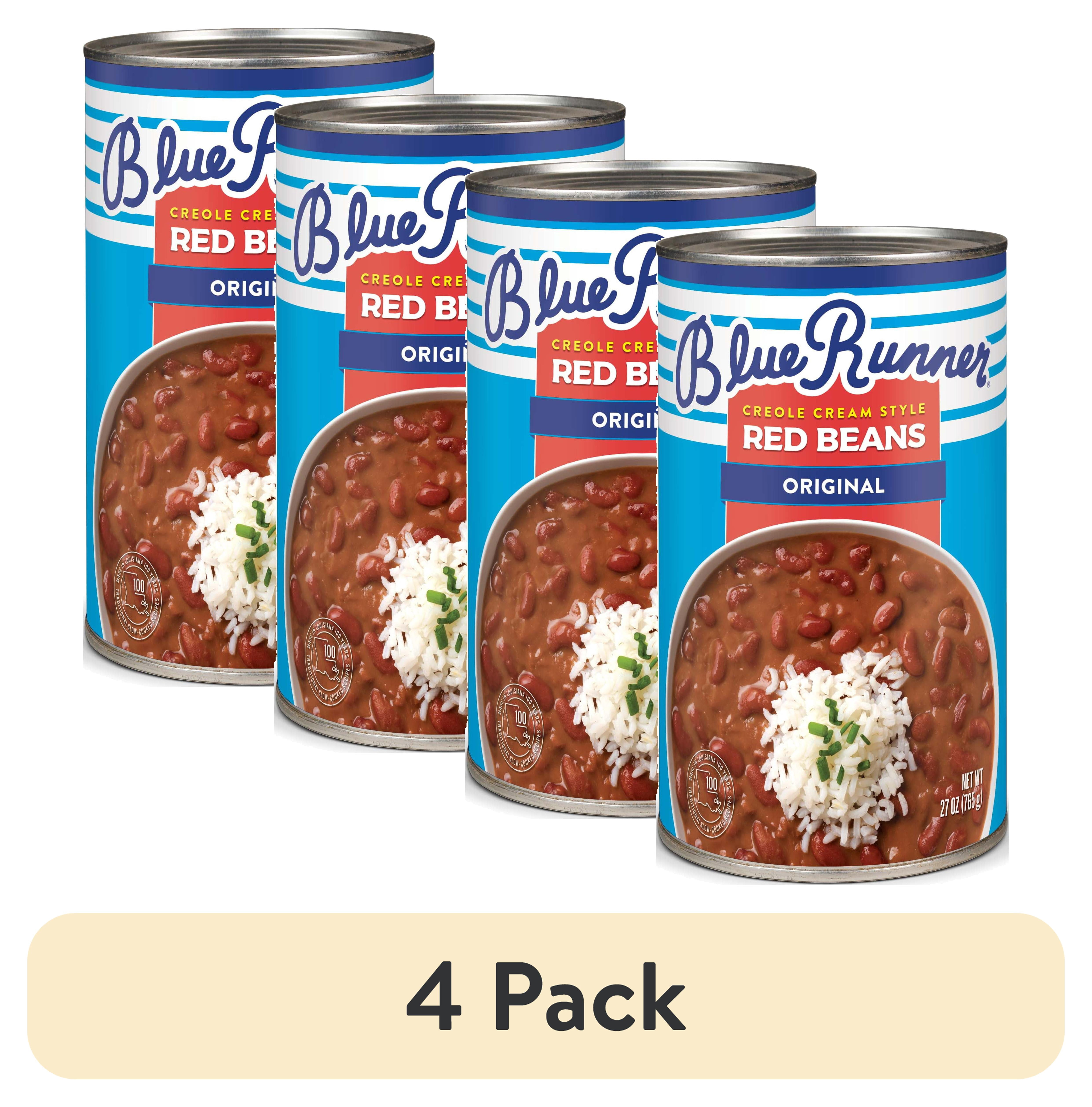 (4 pack) Blue Runner Creole Cream Style Red Beans, 27 oz Can, Heat and Serve