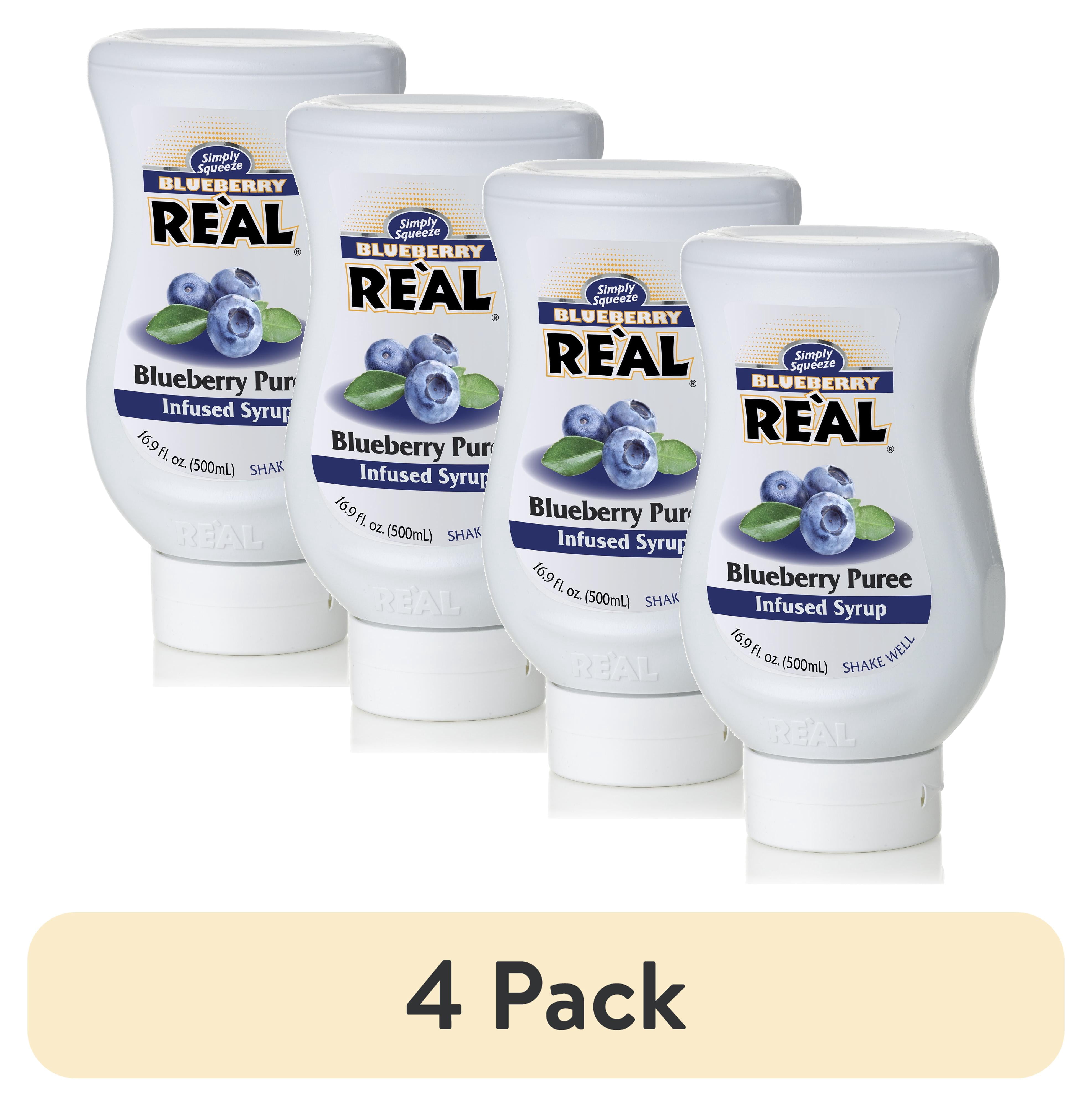(4 pack) Blueberry Real Puree Infused Syrup, 16.9 fl oz Squeezable ...