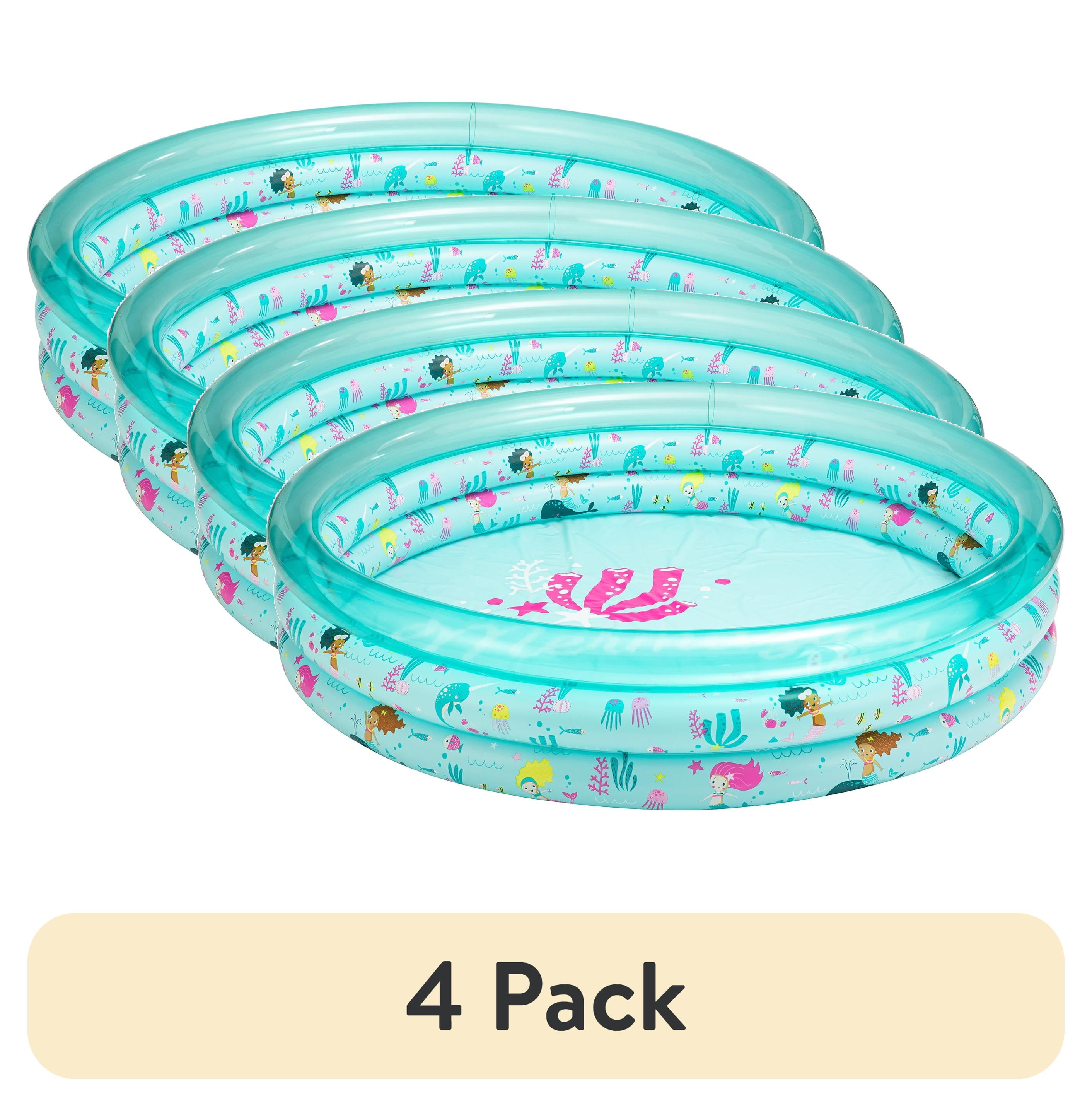 (4 pack) Bluescape Blue Mermaid 3-Ring Inflatable Swimming Pool for ...