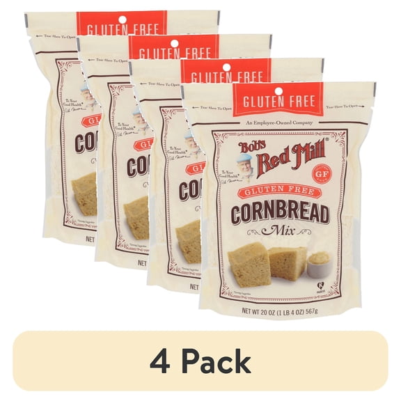(4 pack) Bob's Red Mill Gluten Free Cornbread Mix 20 oz Pkg
