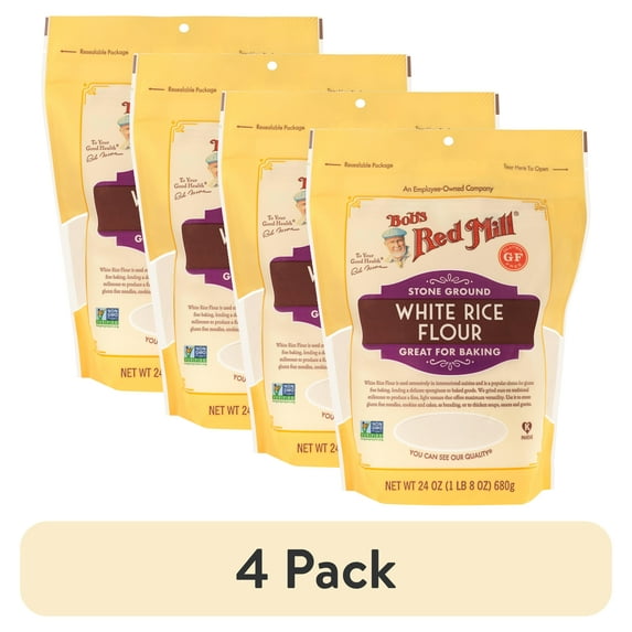 (4 pack) Bob's Red Mill, Gluten Free White Rice Flour, 24 oz