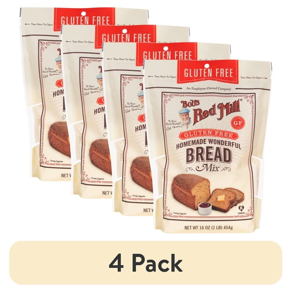 (4 pack) Bob's Red Mill, Homemade Wonderful Gluten Free Bread Mix, 16 oz