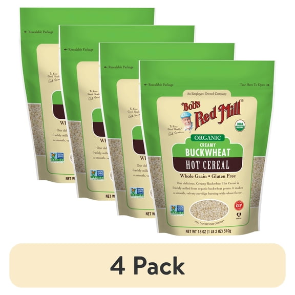 (4 pack) Bob's Red Mill, Hot Cereal, Organic, Creamy Buckwheat, 18 oz