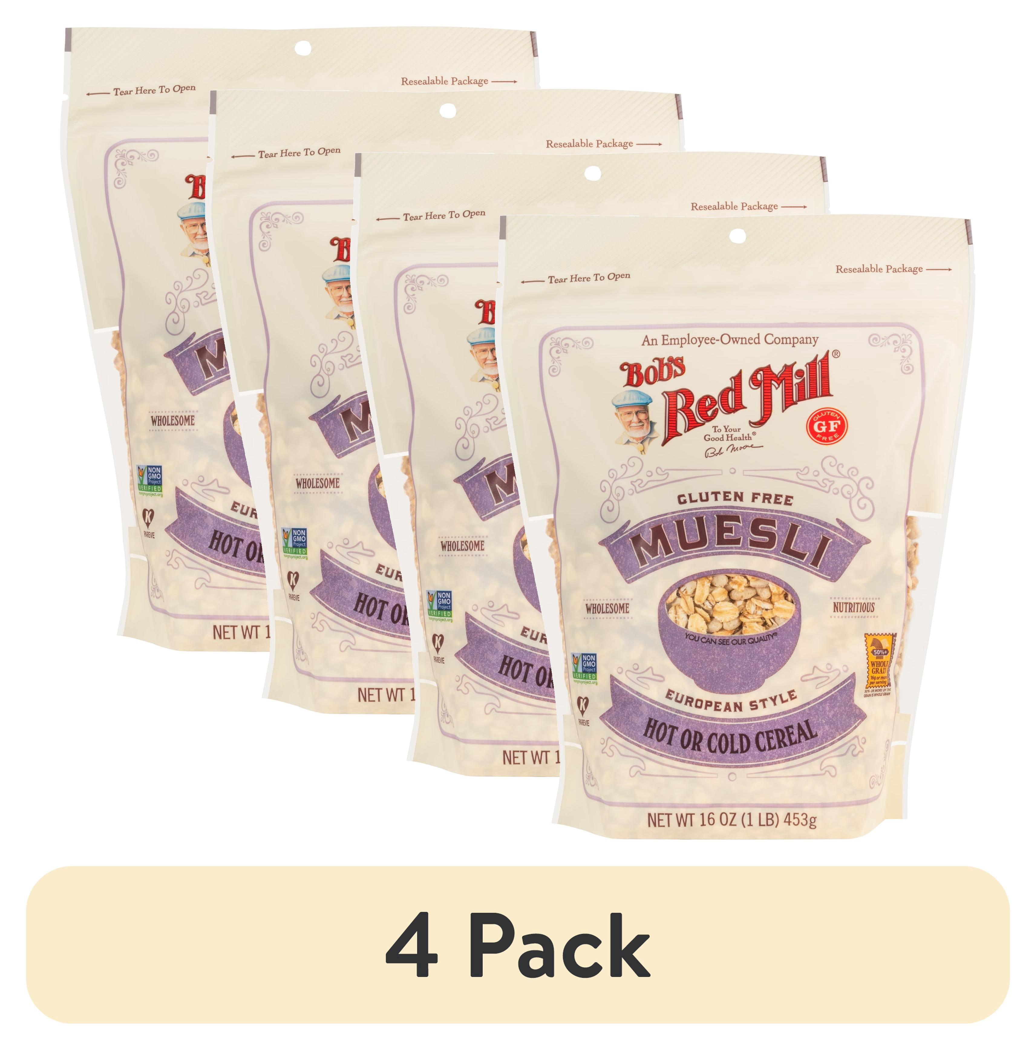 (4 pack) Bob's Red Mill European Style Muesli Gluten Free, 16 oz Bag