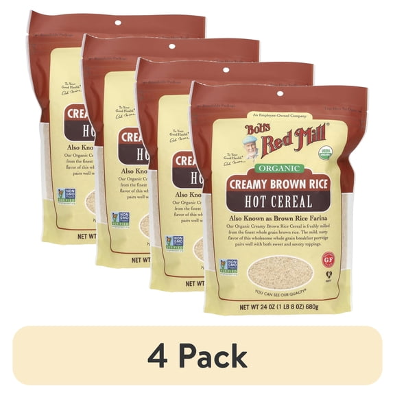 (4 pack) Bob's Red Mill Organic Creamy Brown Rice Hot Cereal, 24 oz