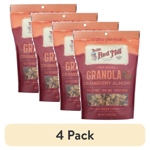 (4 pack) Bob's Red Mill, Pan-Baked Granola, Gluten Free, Cranberry Almond, 11 oz