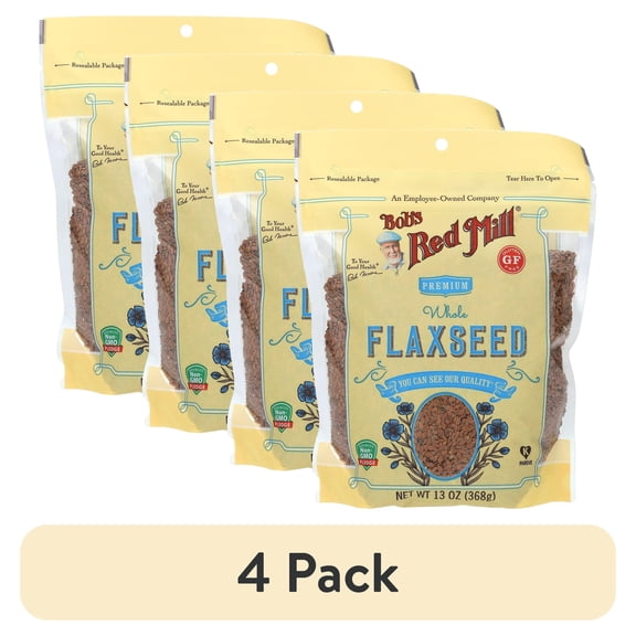 (4 pack) Bob's Red Mill Premium Whole Flaxseed, 13 oz (368 g)