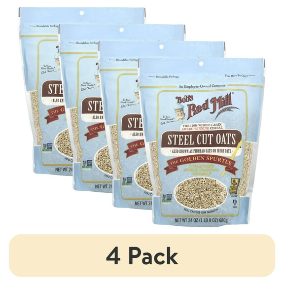 (4 pack) Bob's Red Mill Steel Cut Oats, 24-ounce