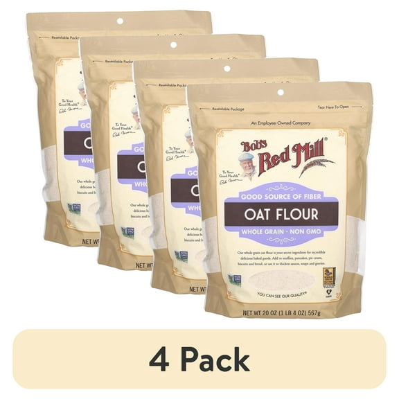 (4 pack) Bob's Red Mill Whole Grain Oat Flour, 20 oz