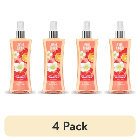 (4 pack) Body Fantasies Sweet Sunrise Body Spray for Women, 8 fl oz