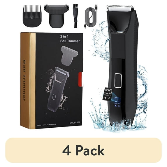 (4 pack) Body Hair Trimmer for Men,2-in-1 Ball Shavers LED Light Wet/Dry Groomer Men’s Pubic,Groin,Mustache Body and Facial, Beard Trimmer