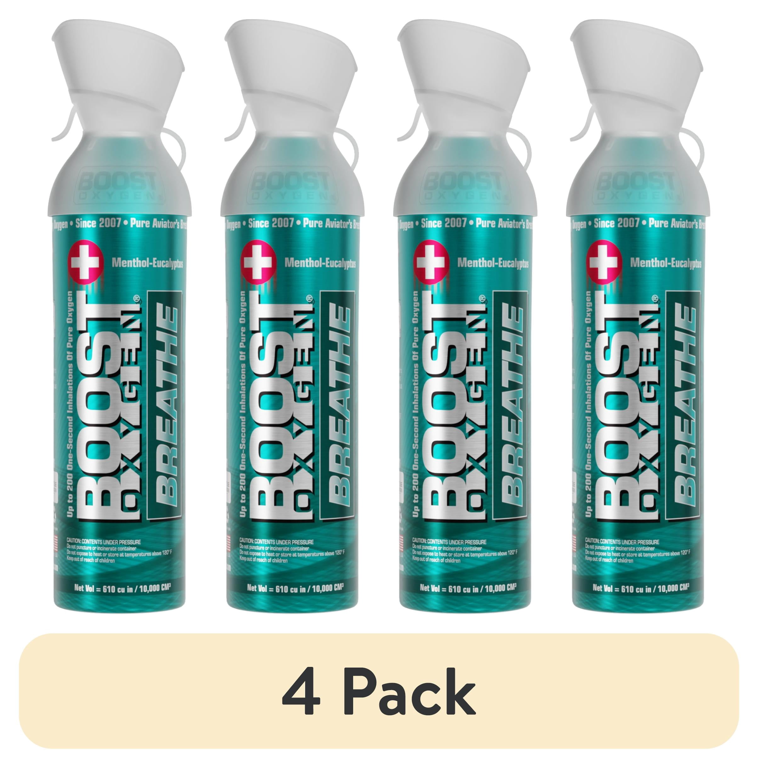4 pack) Boost Oxygen Portable Canned Oxygen, Menthol-Eucalyptus