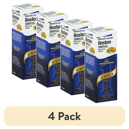 (4 pack) Boston Simplus Multi-Action Solution With Daily Protein Remover # 424 - 3.5 Oz