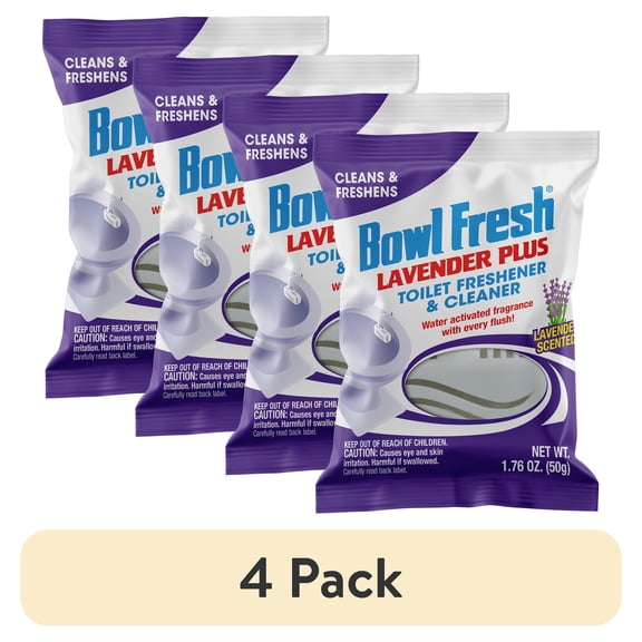 (4 pack) Bowl Fresh Lavender Plus Toilet Freshener and Cleaner, 1.76 oz