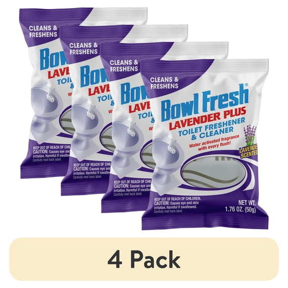 (4 pack) Bowl Fresh Lavender Plus Toilet Freshener and Cleaner, 1.76 oz