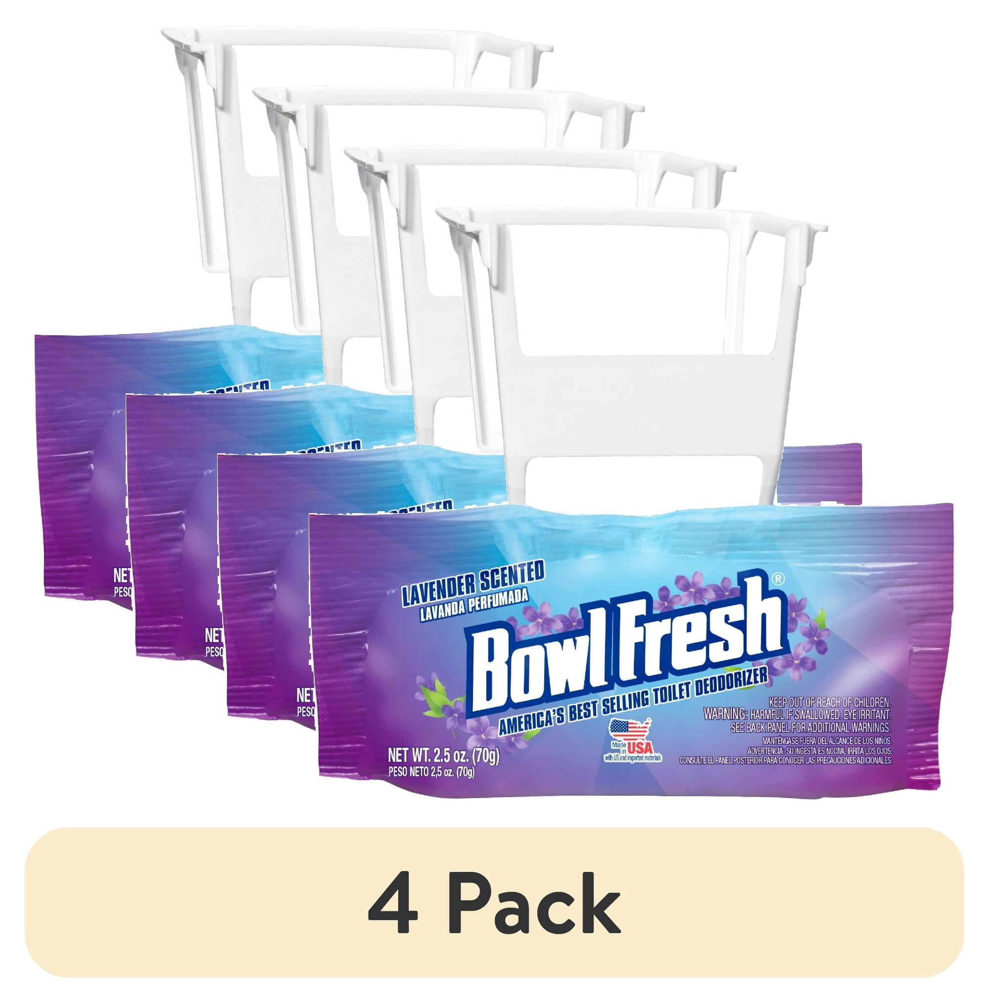 (4 pack) Bowl Fresh Toilet Bowl Deodorizer Hanger, Lavender Scented