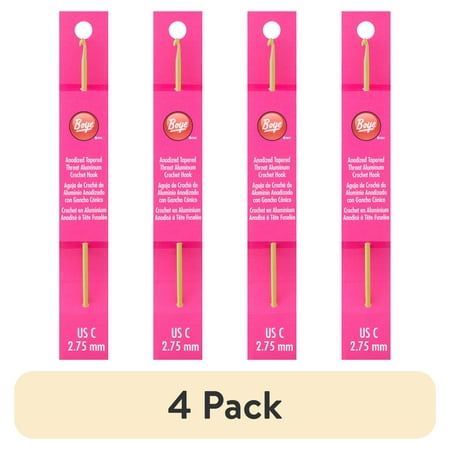 (4 pack) Boye Crochet Hook 6" Aluminum Size C Gold
