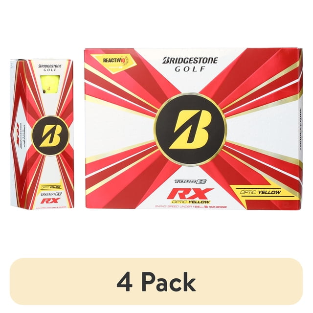 (4 pack) Bridgestone Tour B RX 2022 Golf Balls-Dozen Yellow
