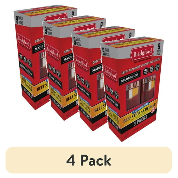 (4 pack) Bridgford Beef Stick & Cheddar 9 Pack