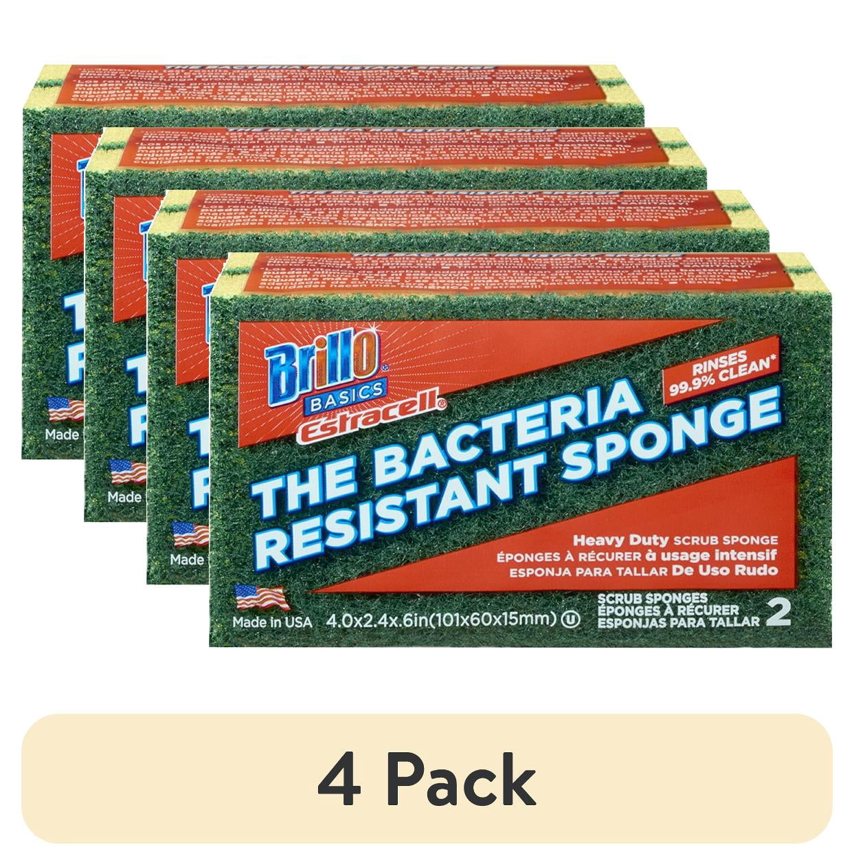 (4 pack) Brillo Basics Estracell Heavy Duty Scrub Sponges, 2 Count