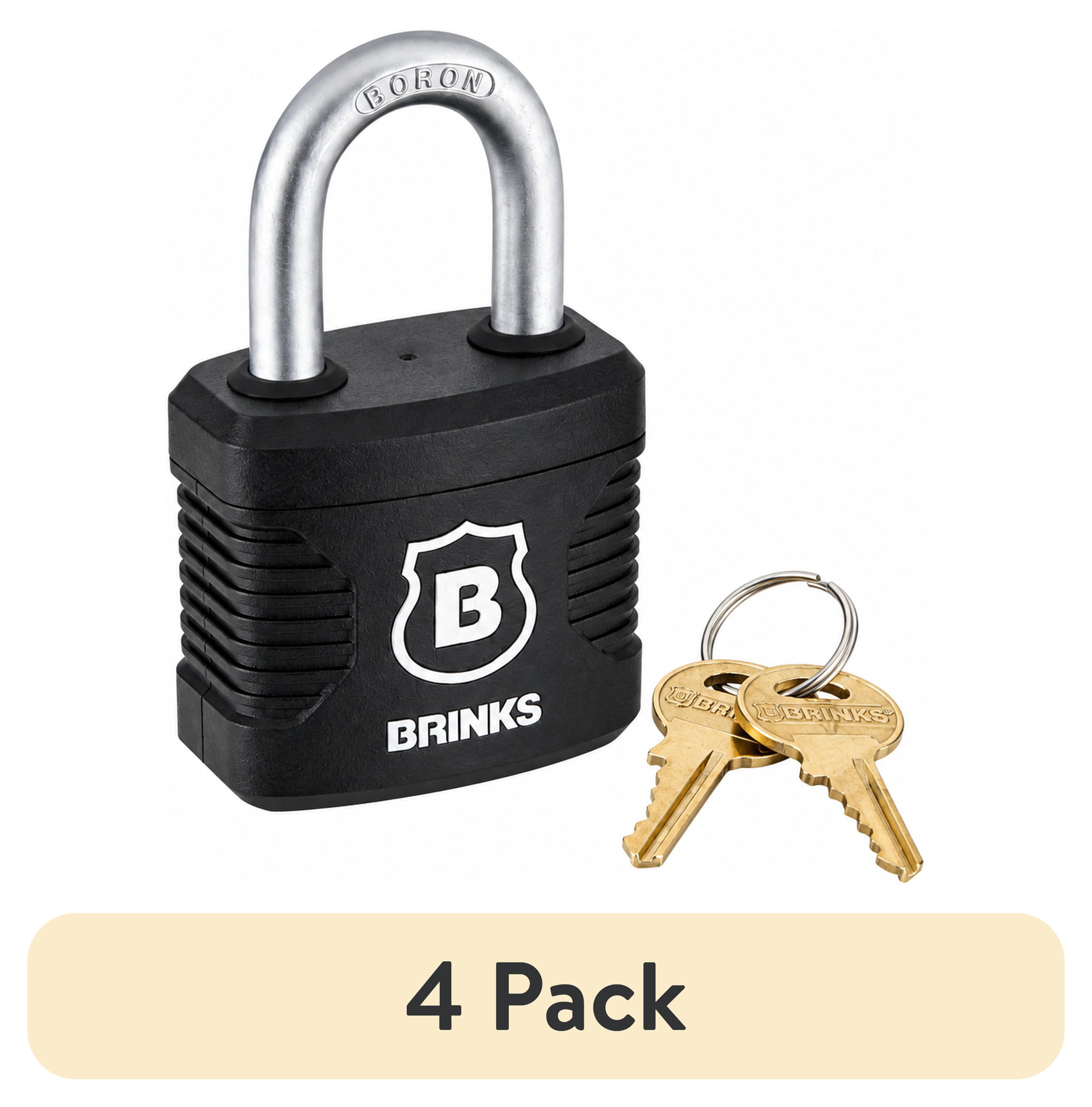 (4 pack) Brinks 1-3/4 in. (44mm) Weather-Resistant Laminated Steel Keyed Padlock with 1-1/8 in. (29mm) Boron Shackle