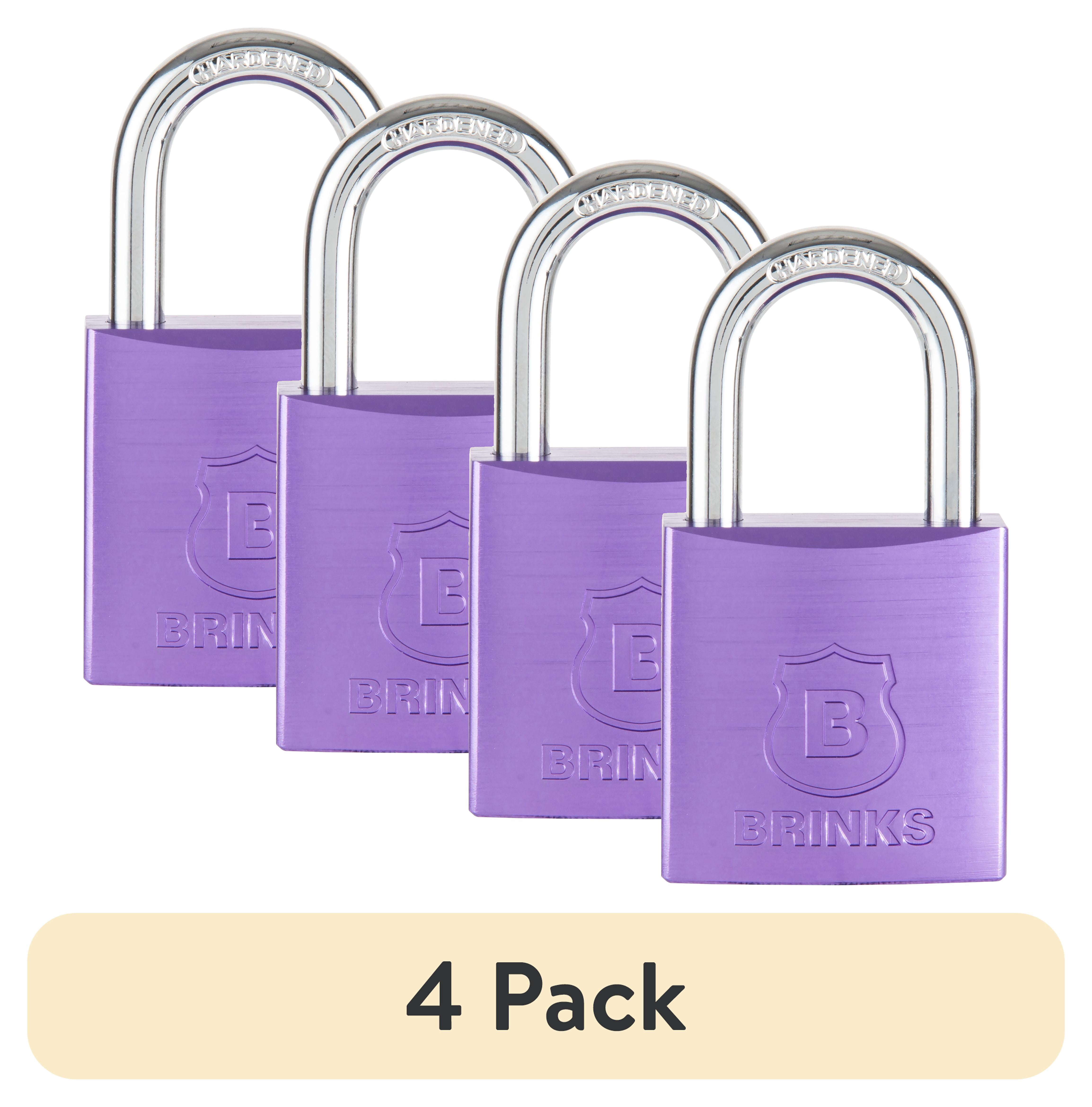 (4 pack) Brinks 38mm Purple Anodized Aluminum Solid Body Padlock with 1in Shackle
