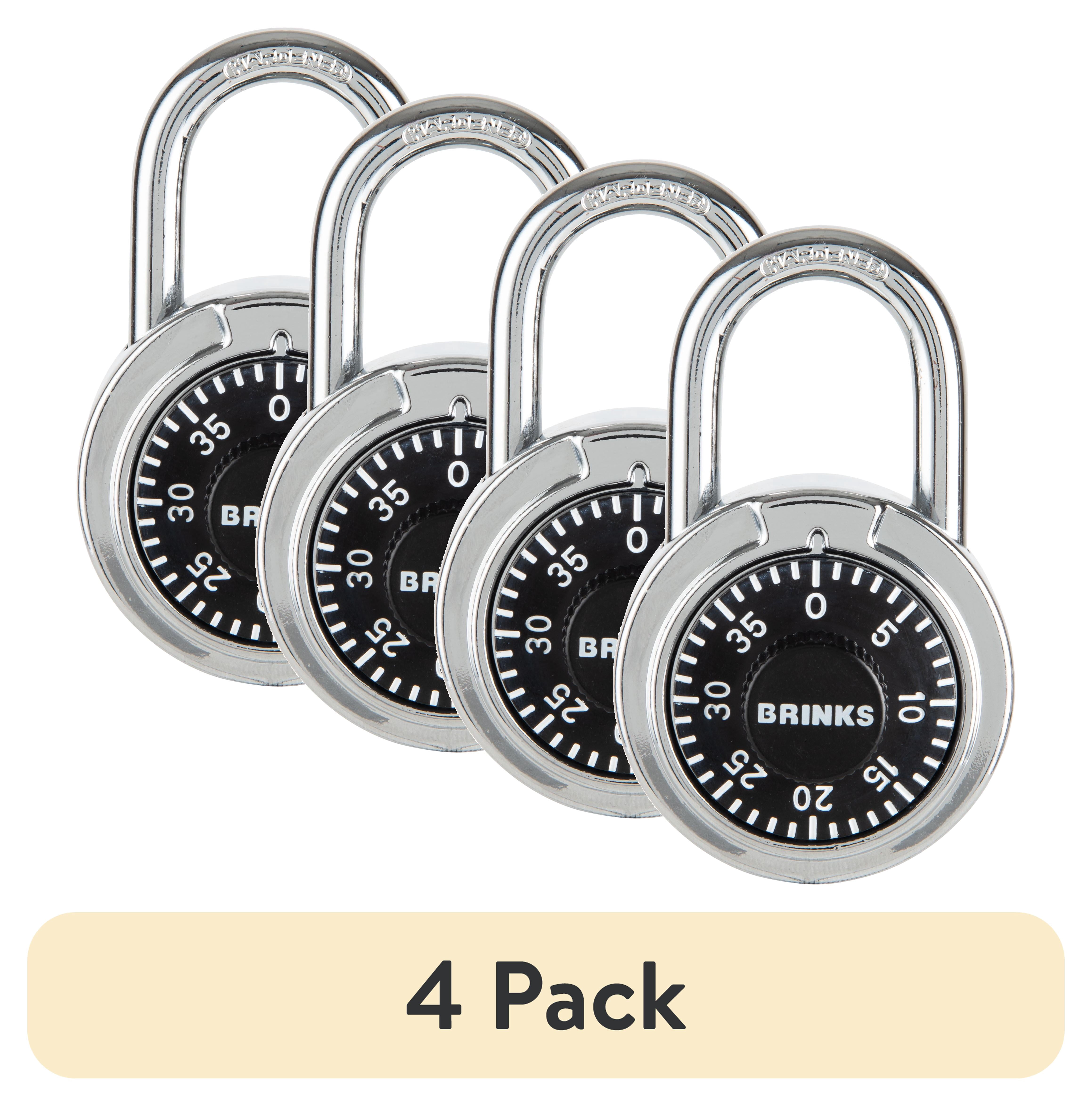 (4 pack) Brinks 50mm Steel Dial Combination Padlock with 1in Shackle