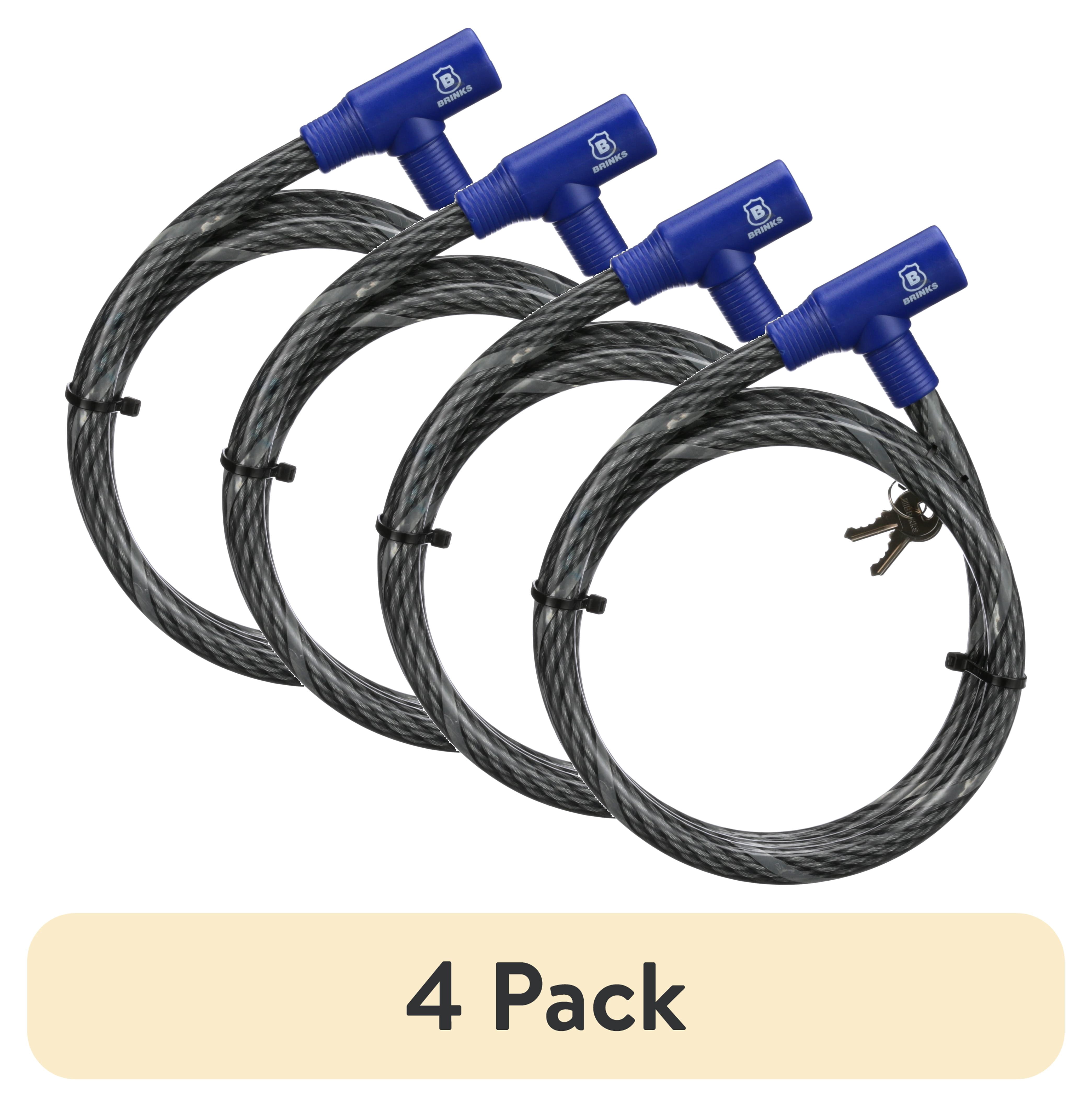 (4 pack) Brinks Covered 5/8in x 6ft Flexible Steel Keyed Cable Lock
