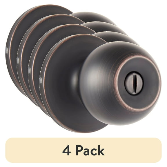 (4 pack) Brinks Privacy Bed/Bath Ball Style Doorknob, Tuscan Bronze Finish