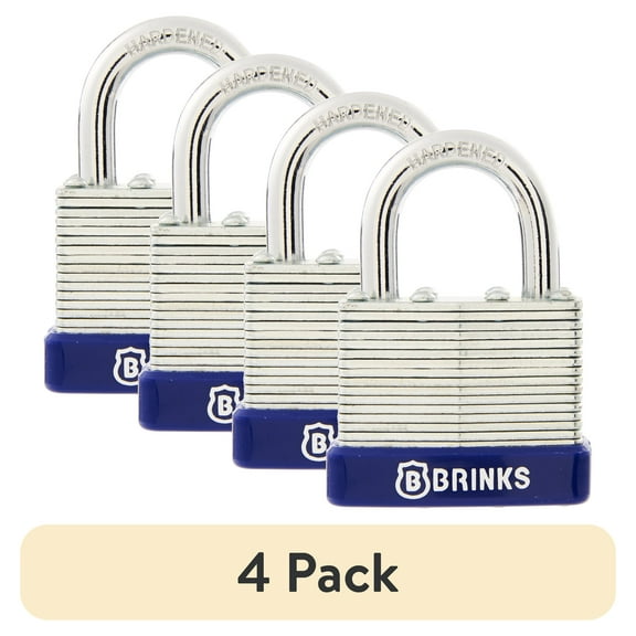 (4 pack) Brinks Laminated Steel 40mm Keyed Padlock with 7/8in Shackle, 2 pack