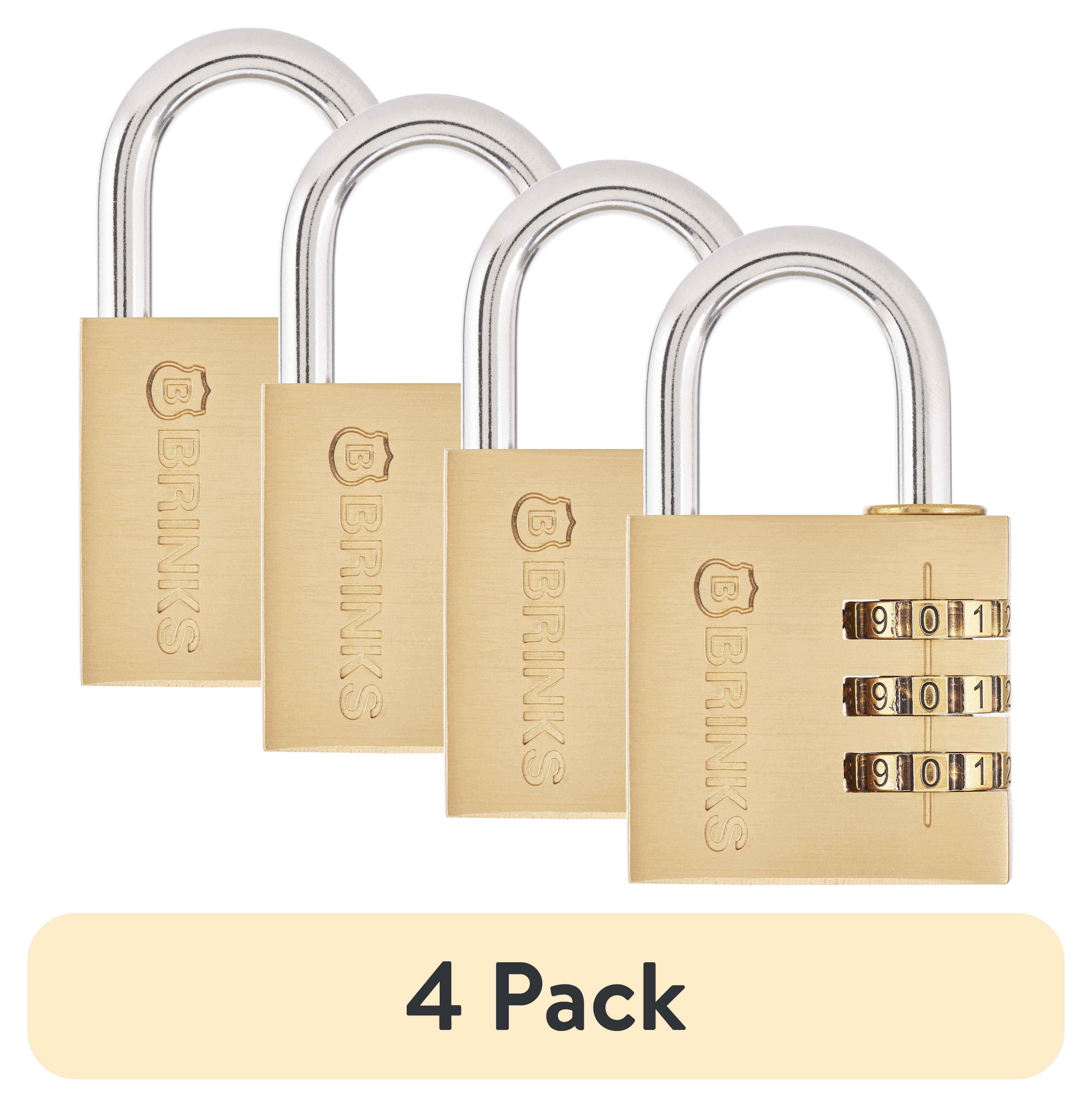 (4 pack) Brinks Solid Brass 40mm Resettable Combination Padlock with 1 3/16in Shackle