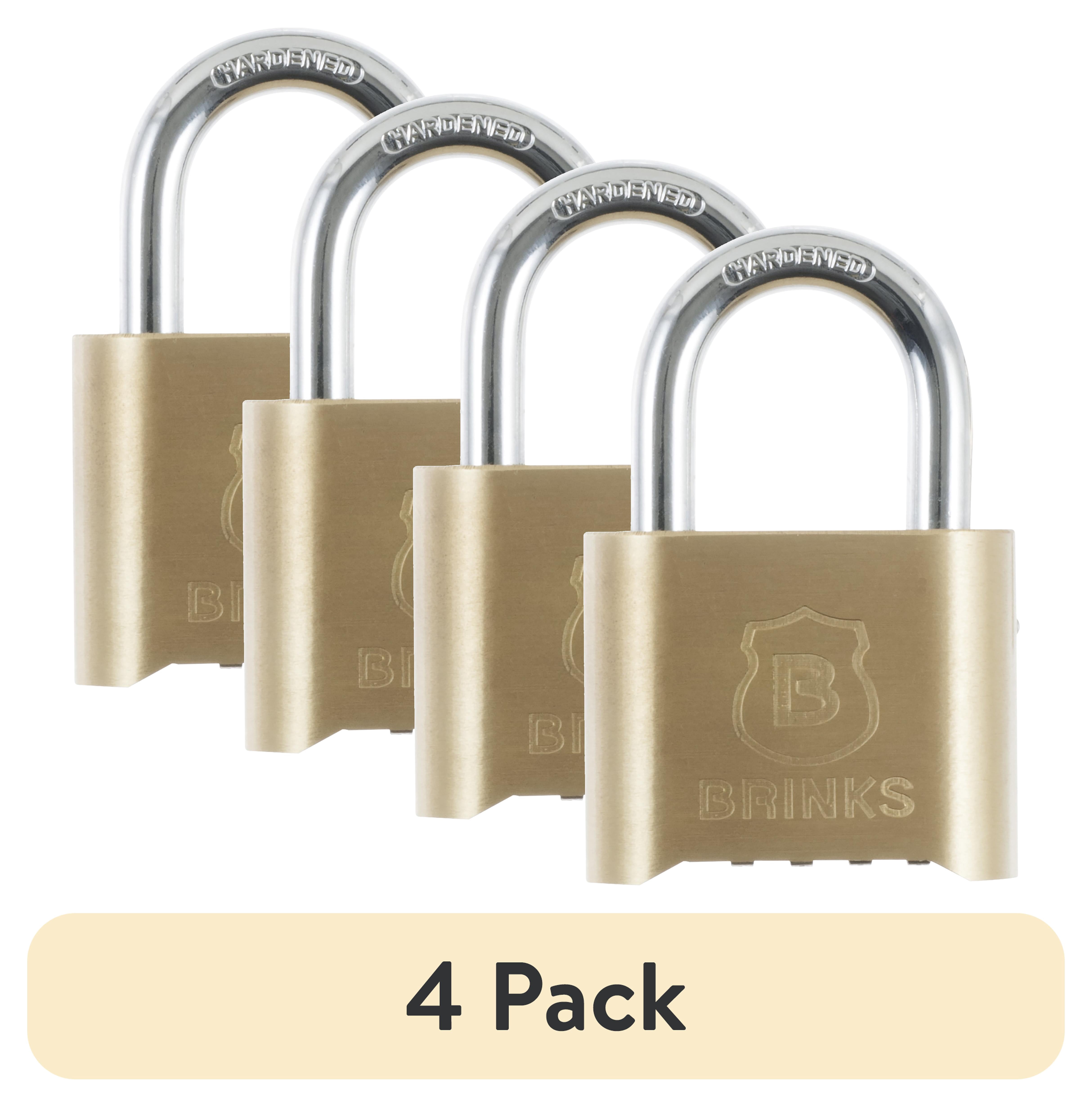 (4 pack) Brinks Solid Brass 50mm Resettable Combination Padlock with 1in Shackle