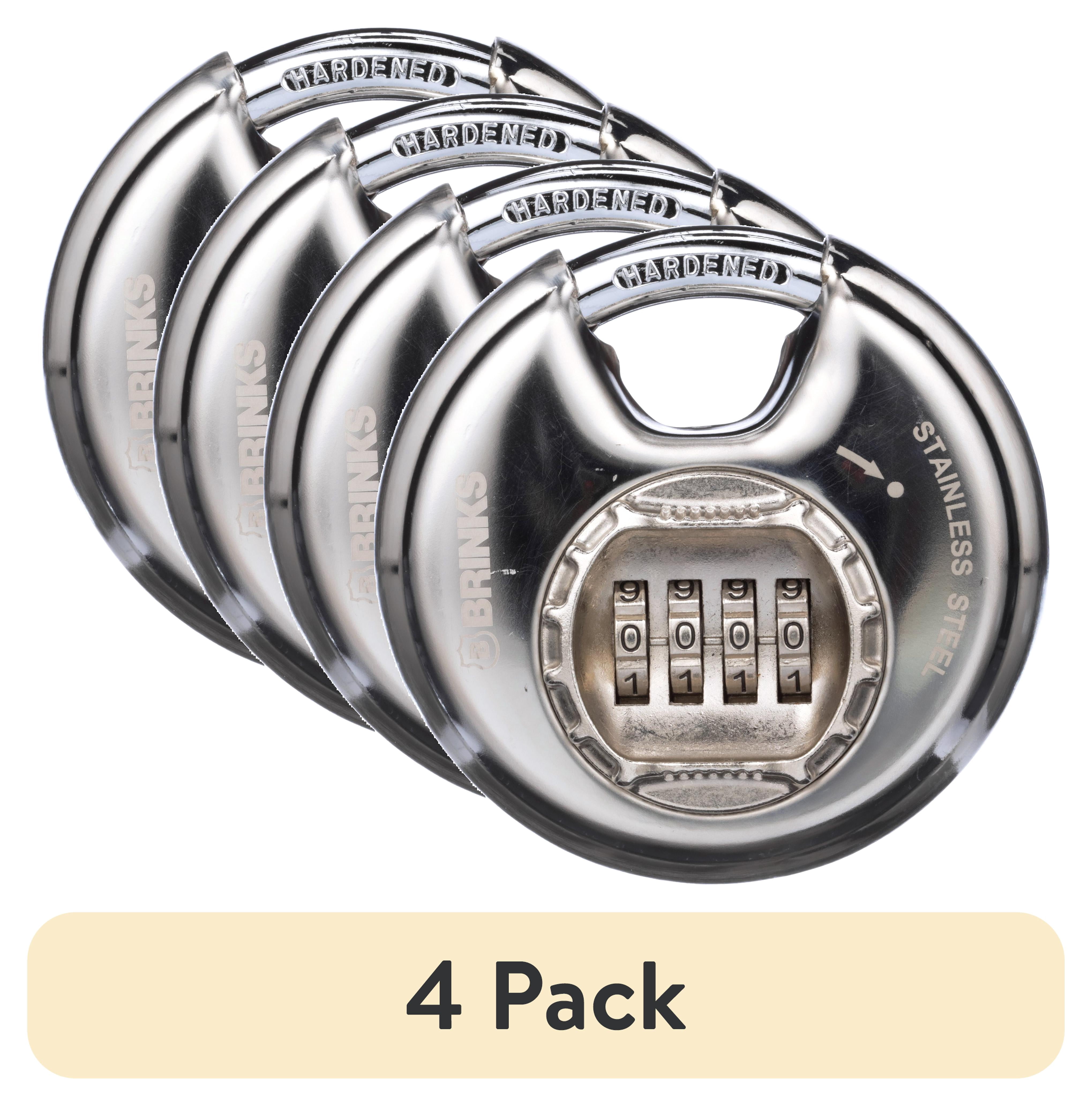 (4 pack) Brinks Stainless Steel 80mm Discuss Combination Padlock with 1/2in Shackle