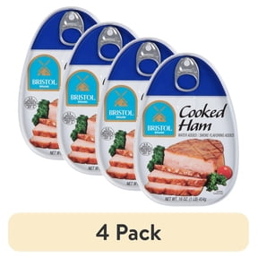 (4 pack) Bristol Brewing Company Brand Smoke Flavor Cooked Ham, High Protein, 16 oz Aluminum Can