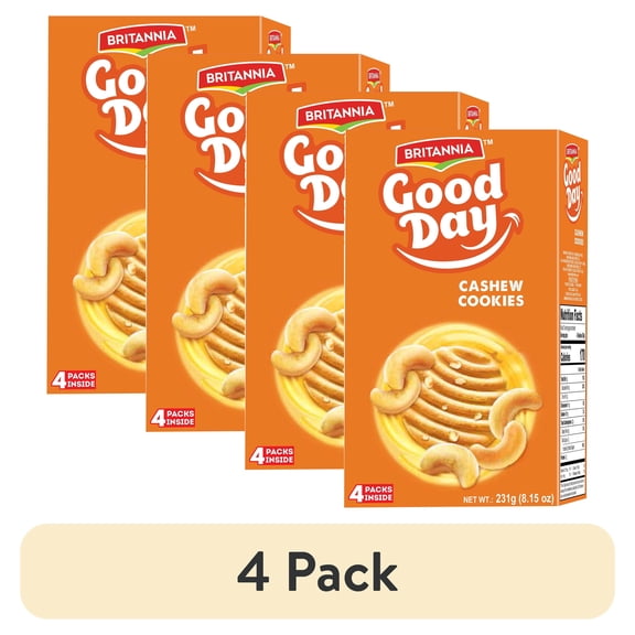 (4 pack) Britannia Good Day Cashew Cookies, 8.15 oz