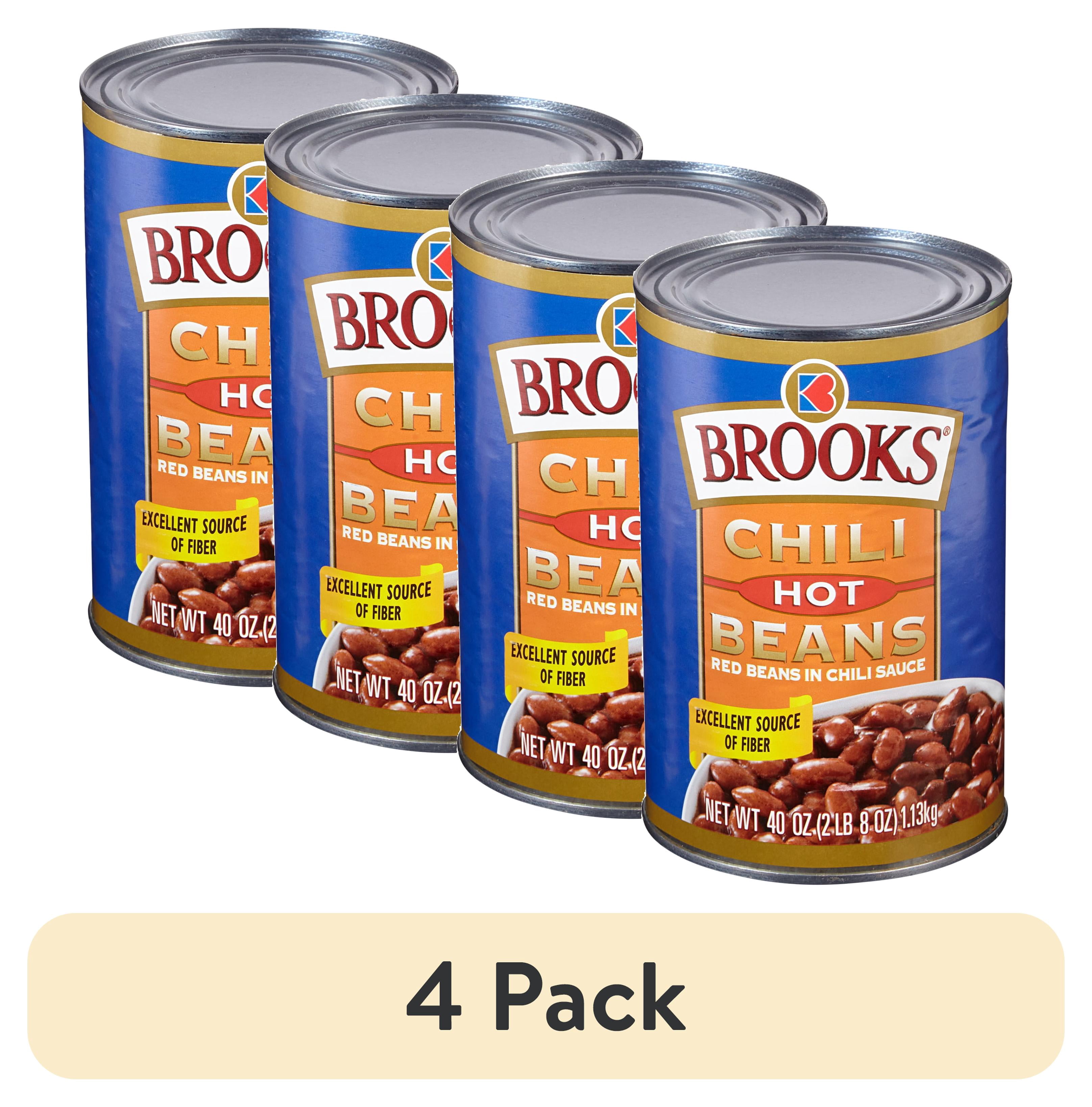 (4 pack) Brooks Chili Beans, Canned Red Beans in Chili Sauce, Hot Flavor, 40 oz.