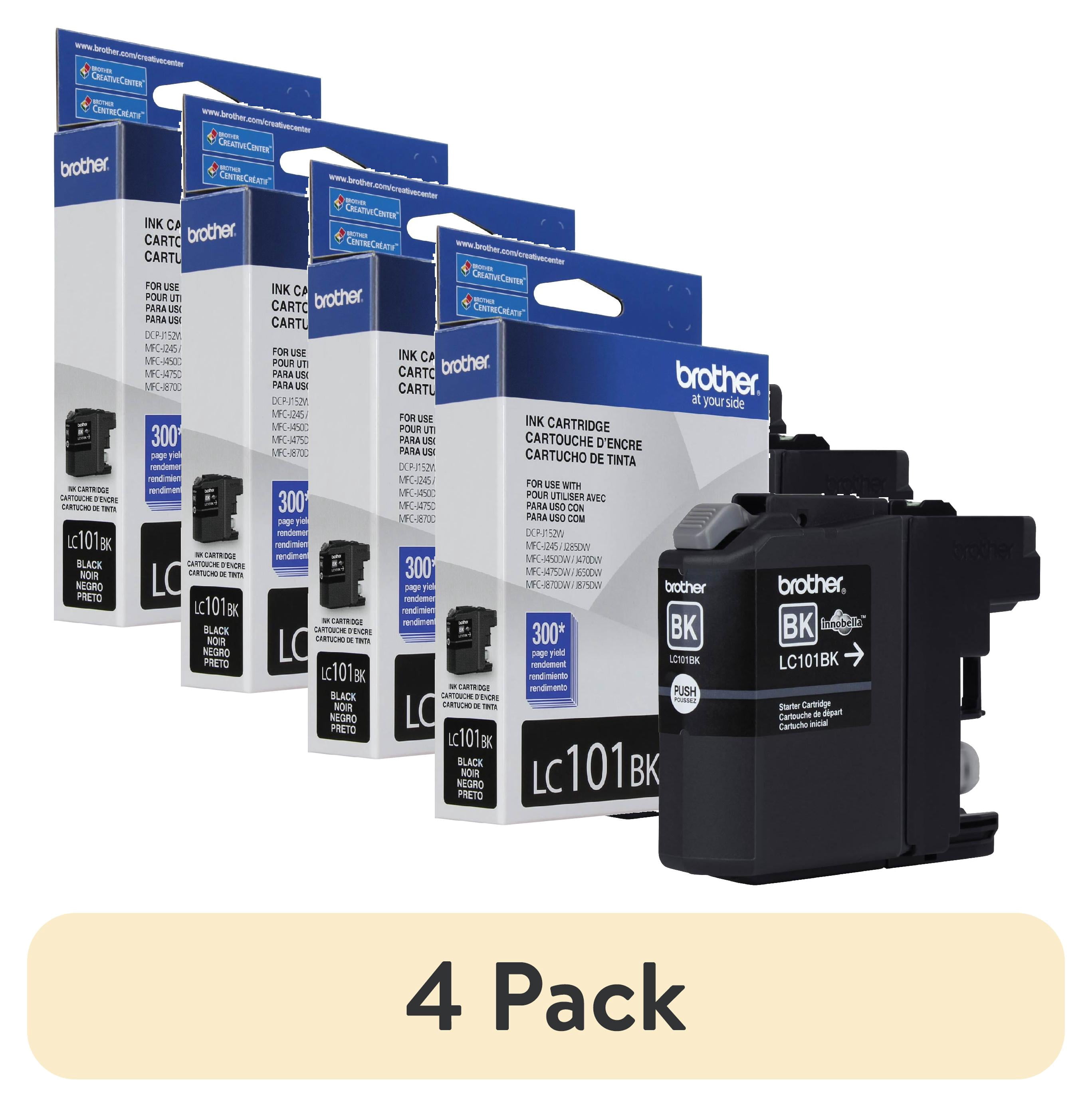 (4 pack) Brother Genuine LC101BK Standard-Yield Black Printer Ink Cartridge