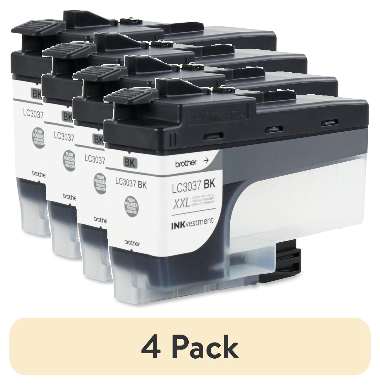 (4 pack) Brother Genuine LC3037BKS High-Yield Black Printer Ink Cartridge