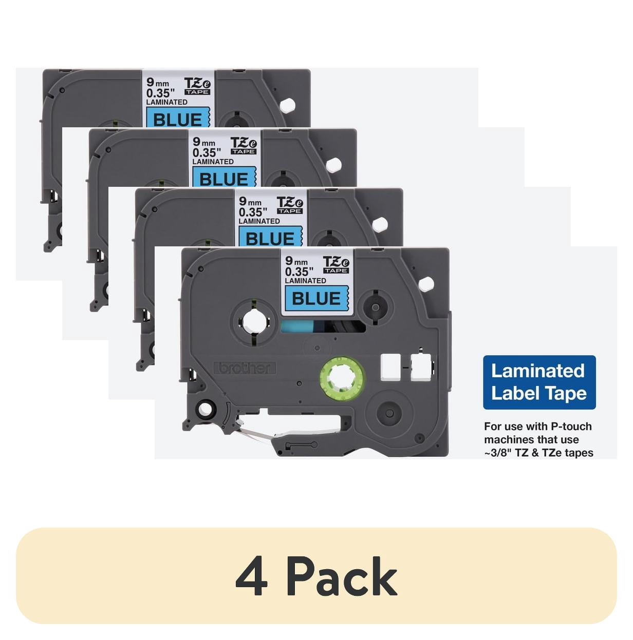 (4 pack) Brother P-Touch TZe Laminated Removable Label Tapes, 0.35" x 26.2 Feet, Black on Blue