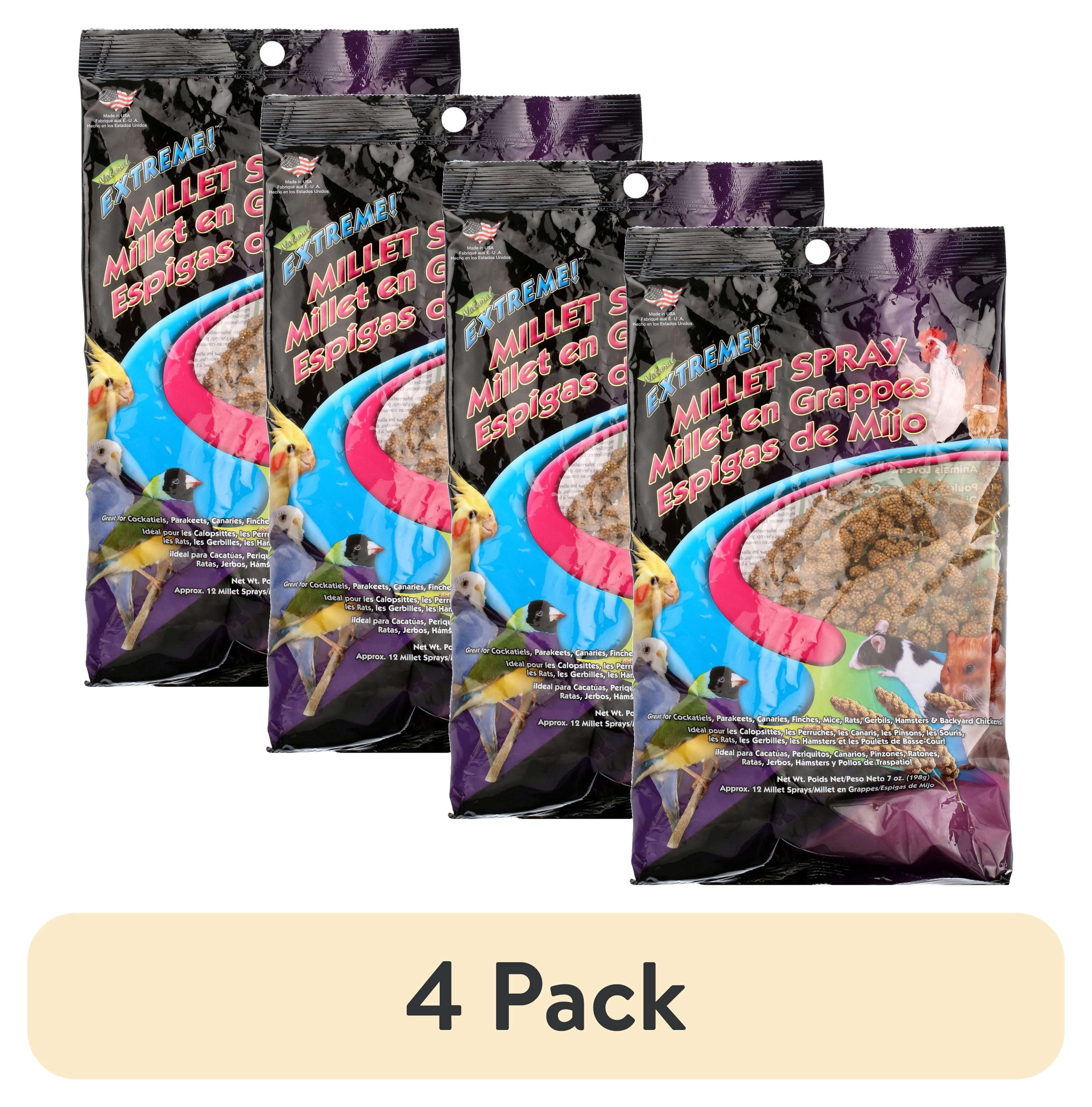 (4 pack) Brown's Extreme Natural Millet Spray Bird Treats, 12 count
