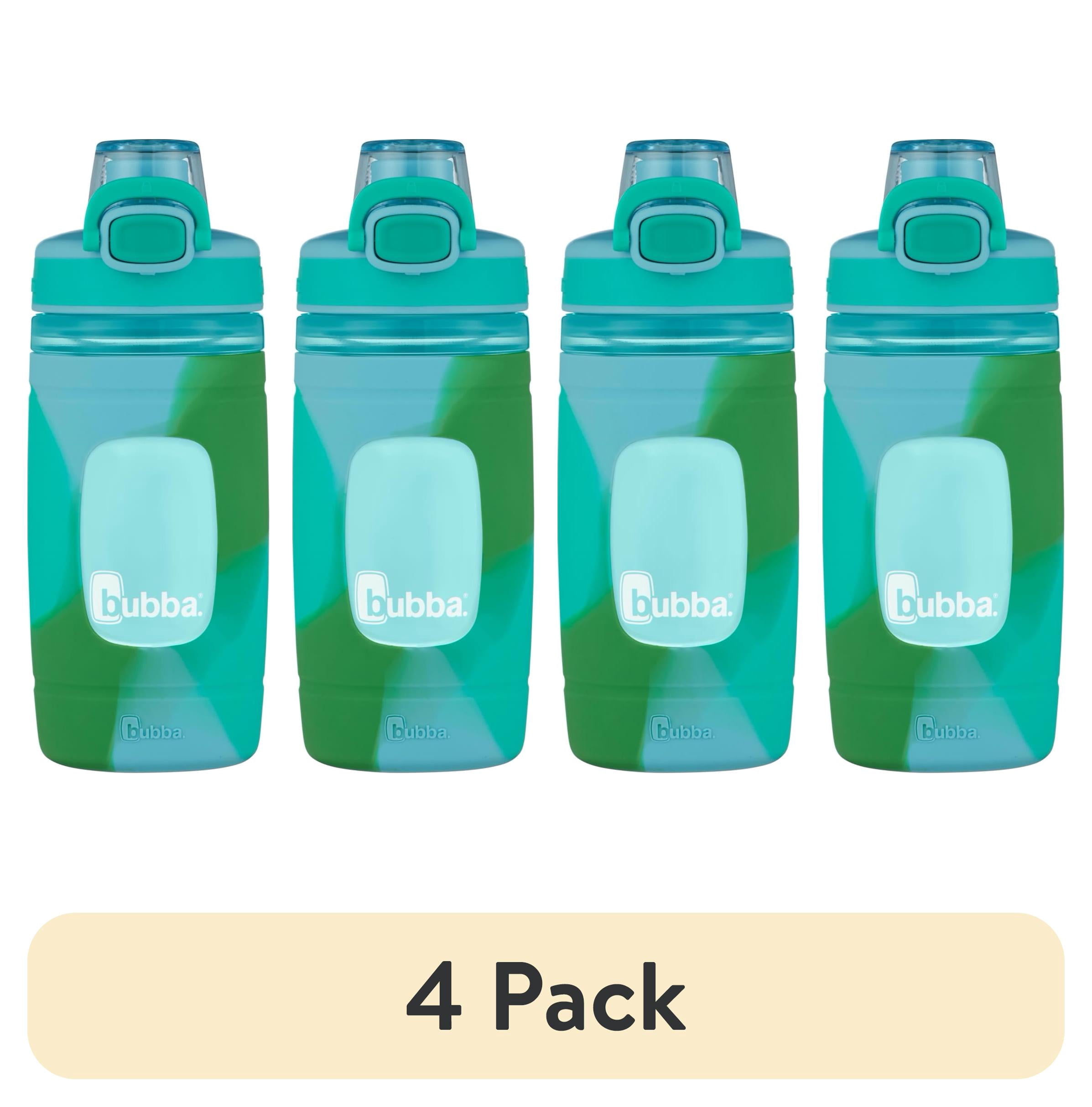 (4 pack) Bubba Flo Kids 16 oz Teal and Green Plastic Water Bottle with Wide Mouth Lid