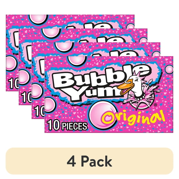 (4 pack) Bubble Yum Original Flavored Chewy Bubble Gum, Pack 2.82 oz