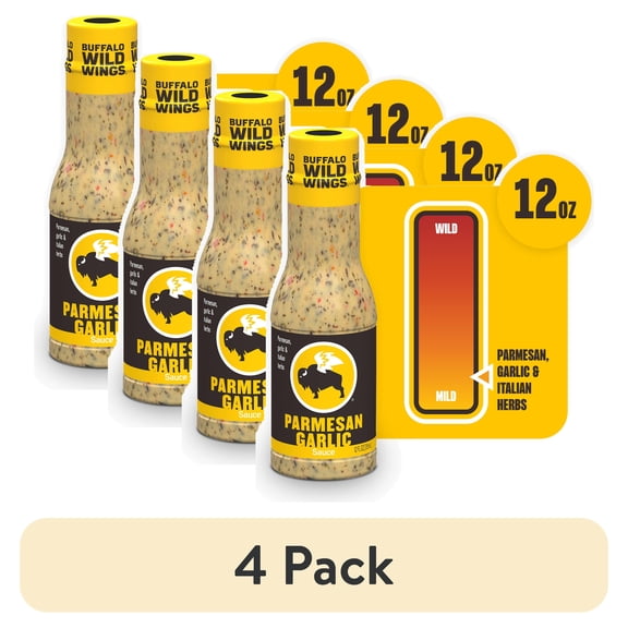 (4 pack) Buffalo Wild Wings Parmesan Garlic Sauce, 12 fl oz