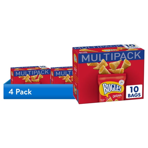 (4 pack) Bugles Original Crispy Corn Snacks, Party Snacks Multipack, 10 Count, 8.75 oz