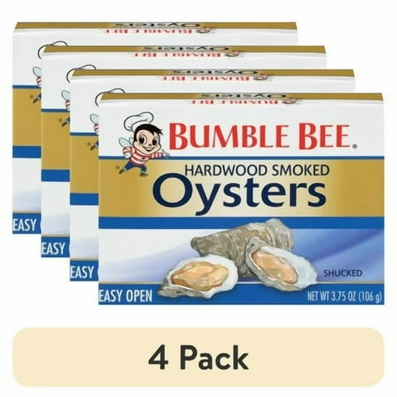 (4 pack) Bumble Bee Hardwood Canned Smoked Oysters, 3.75 oz Can