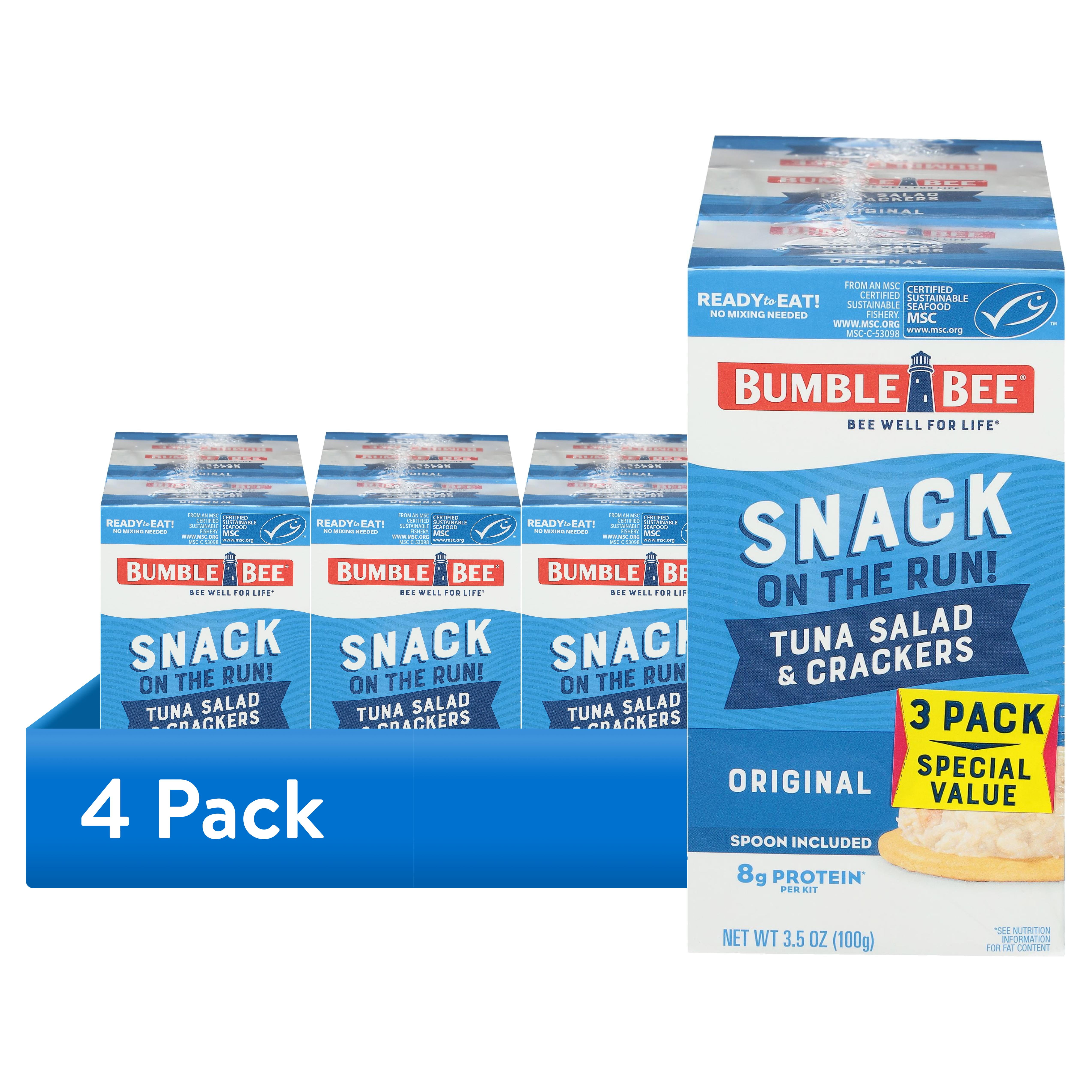 (4 pack) Bumble Bee Snack on the Run! Tuna Salad with Crackers, 3.5 oz kits, 3 pack