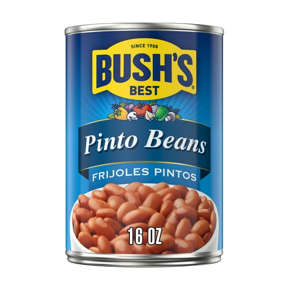 (4 pack) Bush's Canned Pinto Beans, Canned Beans, 16 oz Can
