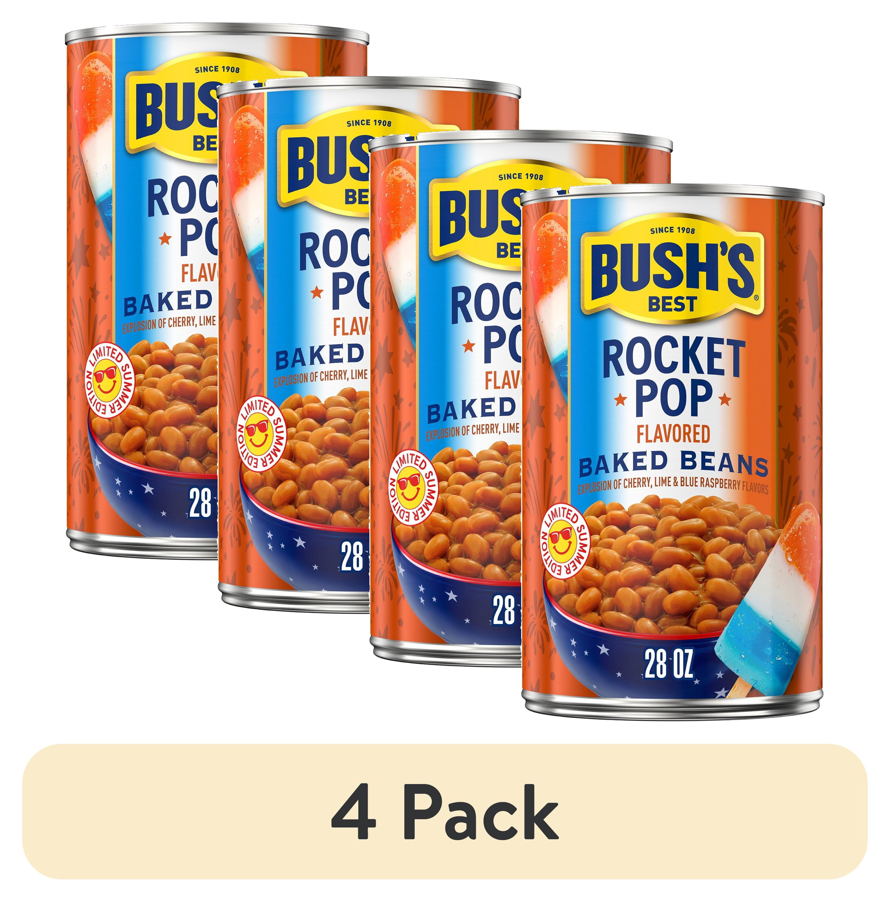 (4 pack) Bush's Rocket Pop Flavored Baked Beans, Limited Summer Edition Canned Beans, 28 oz Can